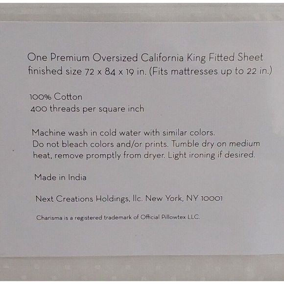 CHARISMA California King Fitted Sheet Ivory Dot Pattern 400TC 100% Cotton - Picture 7 of 11